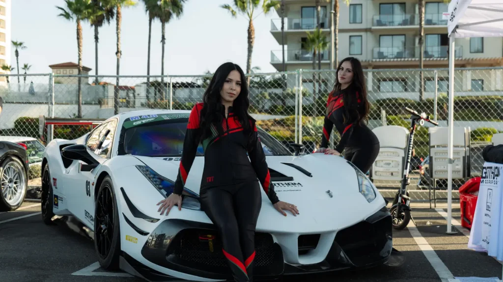 Gotham Motorsports team members with a Ferrari race car